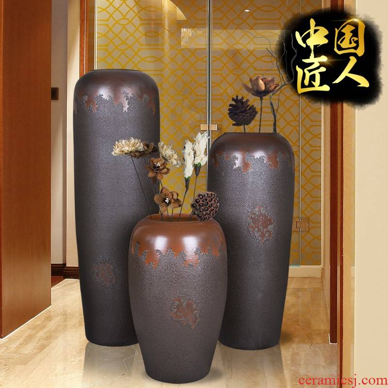 New Chinese style restoring ancient ways do old ceramic flower pot sitting room porch flower arrangement of large vases, pottery coarse pottery combination furnishing articles