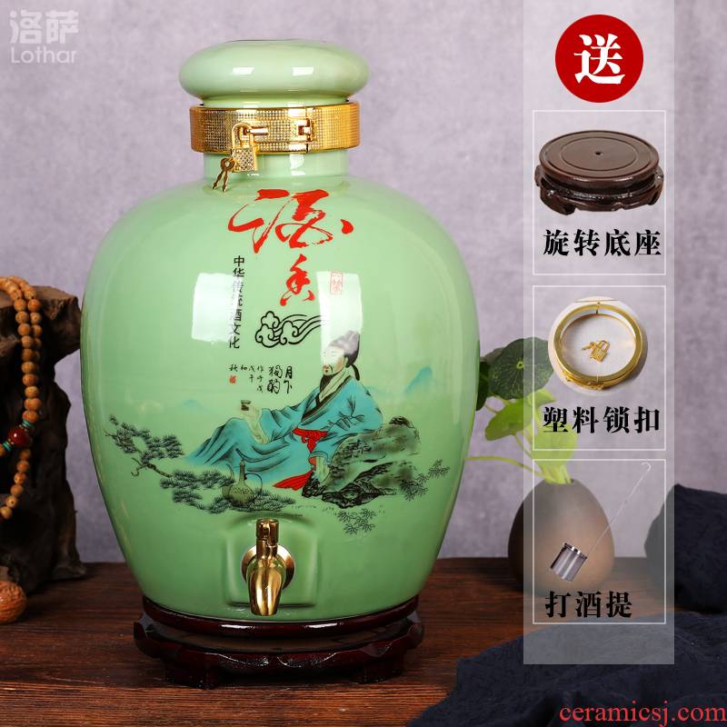 Jingdezhen ceramic jars it 5 jins of 10 jins 20 jins shadow green archaize mercifully tank bottle wine bottle sealed jar