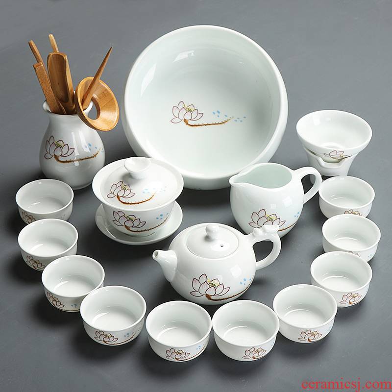 Ceramic tureen tea sets tea tray was kung fu tea cups of dry mercifully whole household contracted mercifully tea white porcelain