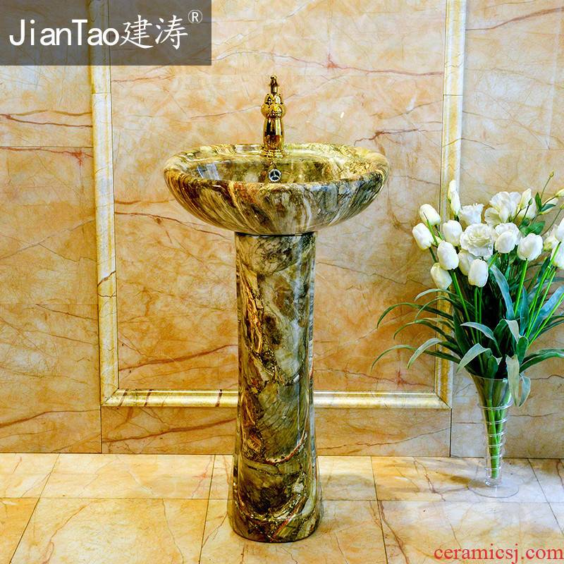 One pillar lavabo ou for wash One toilet lavatory ceramic art basin to the balcony column