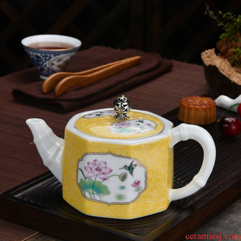 Large ceramic teapot household enamel dry plate set of tea set small household single pot of tea restoring ancient ways, single pot