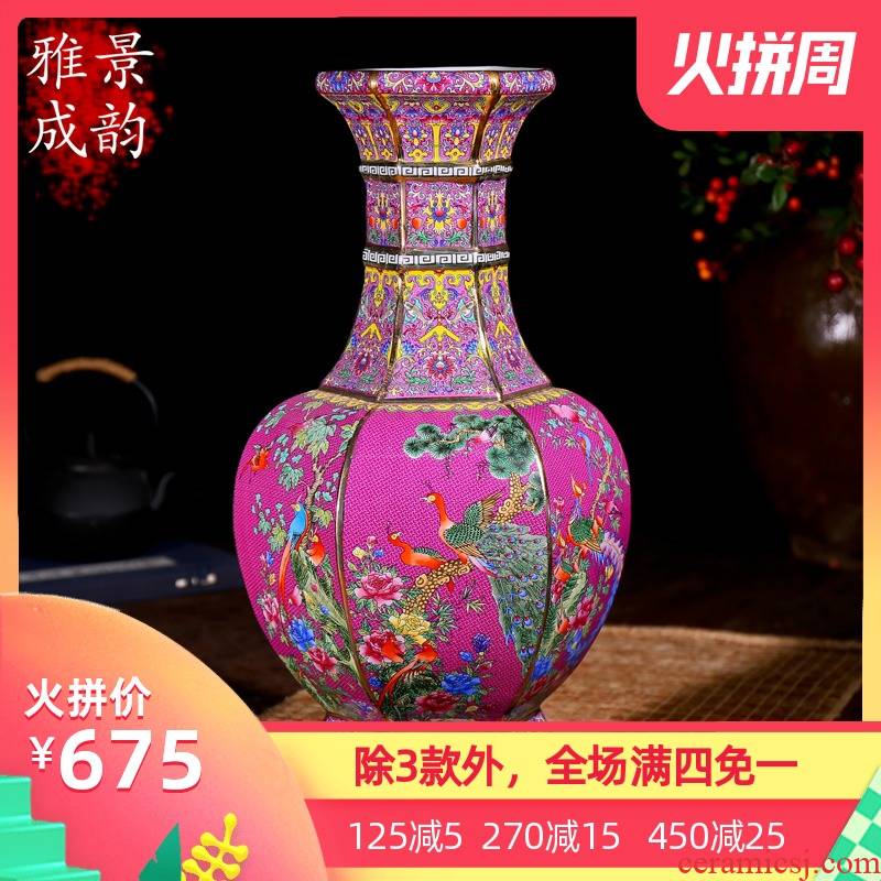 Jingdezhen ceramics antique vase manually restoring ancient ways of large vases, sitting room dry flower is placed continental red