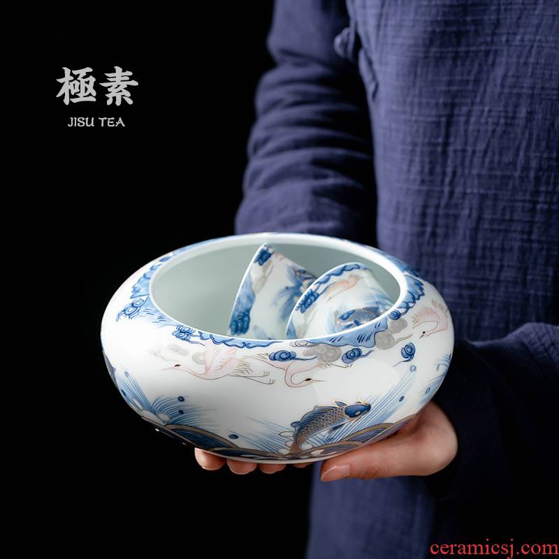 Dragon fish pole element | ceramic tea wash to wash your trace silver cup home of kung fu tea bowl washing bowl writing brush washer