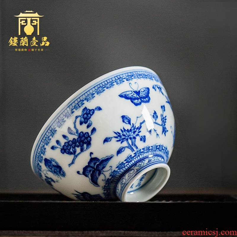 Jingdezhen ceramic hand - made maintain blue - and - white recent master single cups of large sample tea cup kung fu tea cups