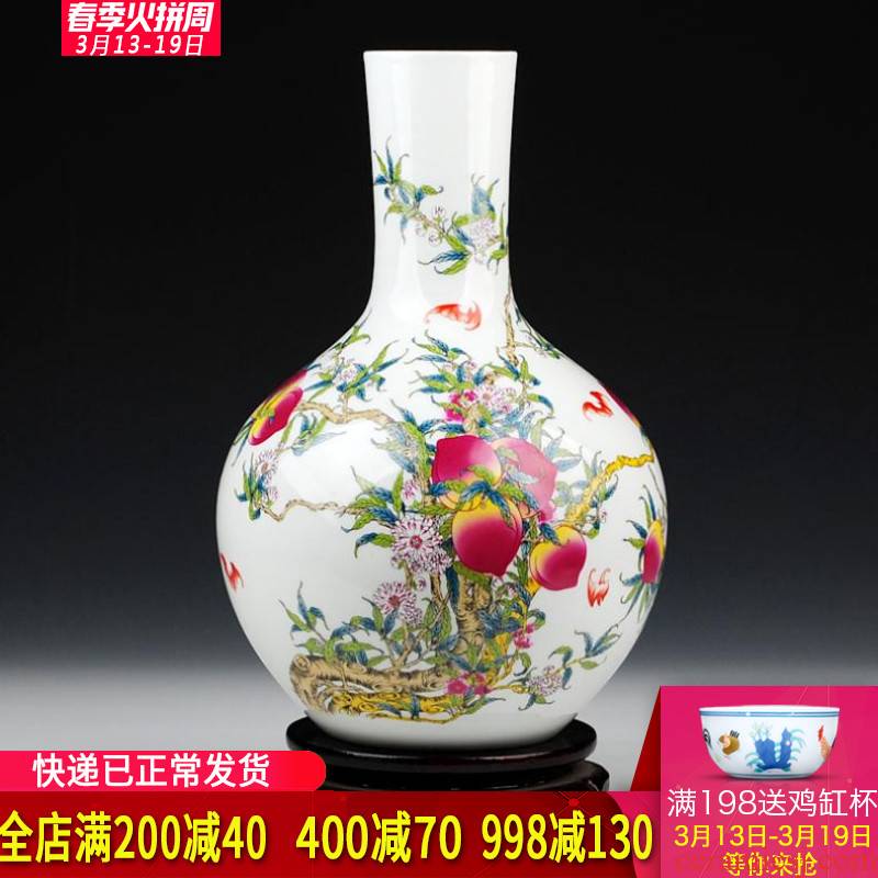 Archaize of jingdezhen ceramics powder enamel vase live figure sitting room home decoration handicraft decoration gifts