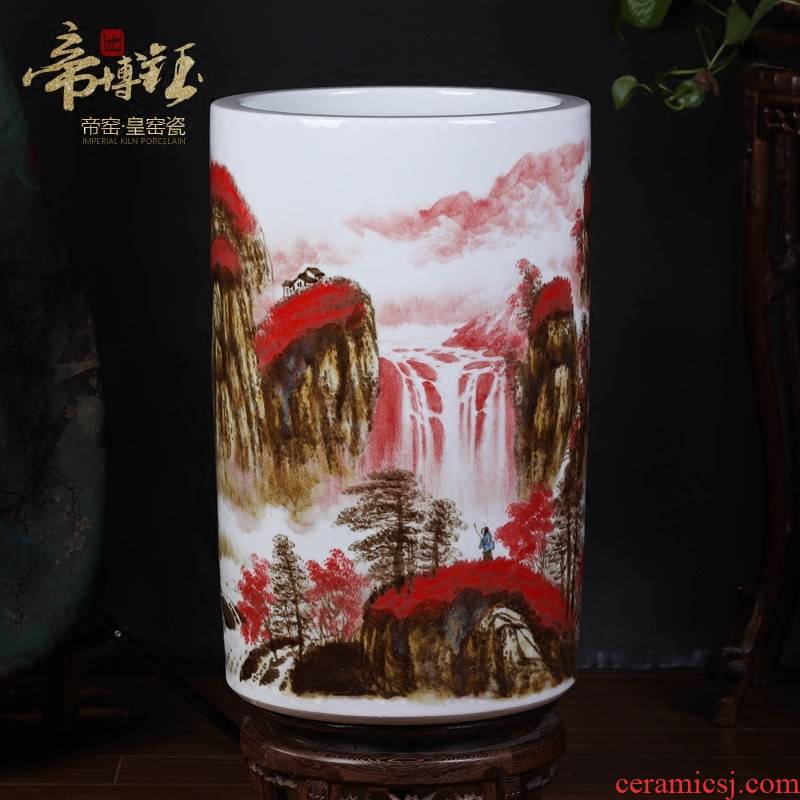 Jingdezhen ceramics up with hand painting and calligraphy master cylinder quiver of calligraphy and painting scroll cylinder storage tank of large vase