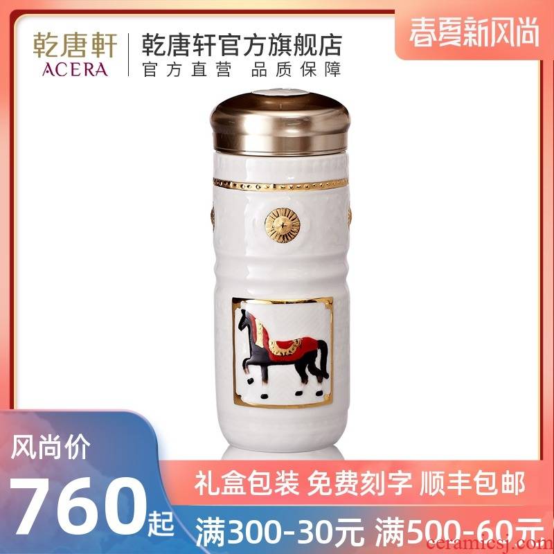 Do Tang Xuan porcelain accompanied cup gold royal horse cup double glass art ceramic cup with a gift to elders