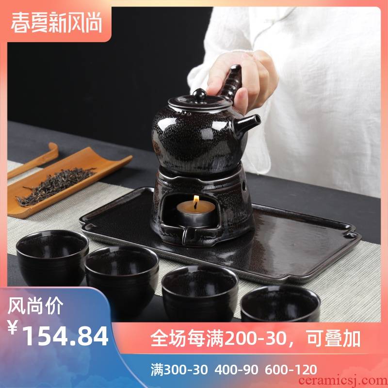 Poly real sheng Japanese variable temperature boiling kettle black pottery alcohol lamp tea tea, kung fu tea boiled tea set household