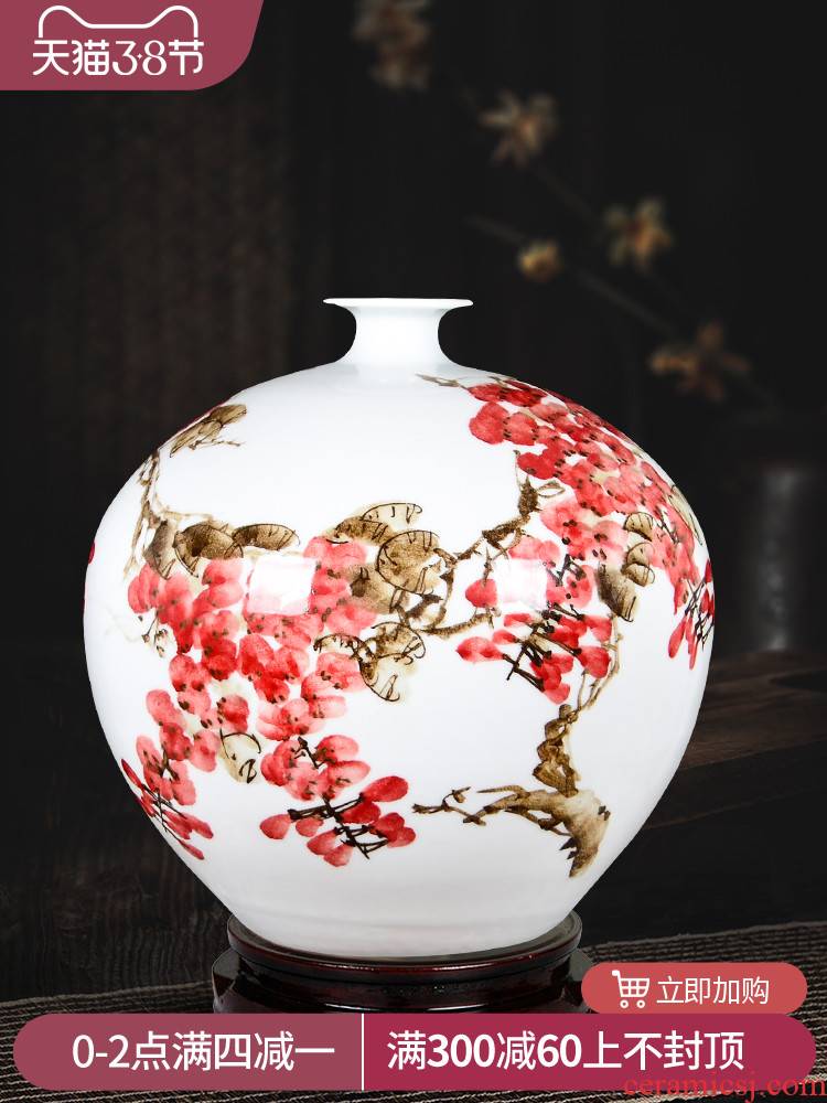 The Master of jingdezhen ceramics hand - made pomegranate vases, flower arrangement of Chinese style living room TV ark, crafts ornament