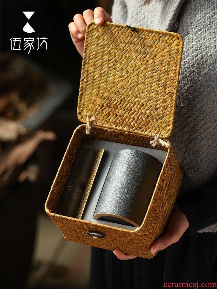 The Wu family fang tea pot ceramic seal creative small tea pot with metal tea caddy fixings cover travel home