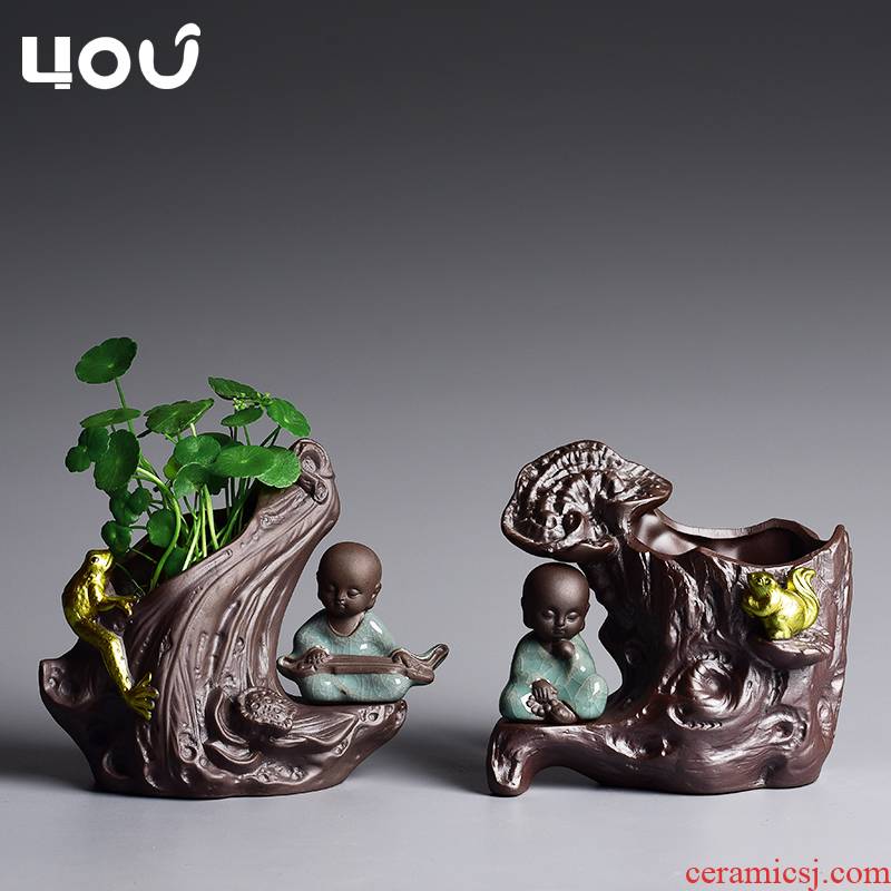 The Desktop young monk hydroponic flower pot ceramic home furnishing articles grass cooper other aquatic the plants creative nonporous vase