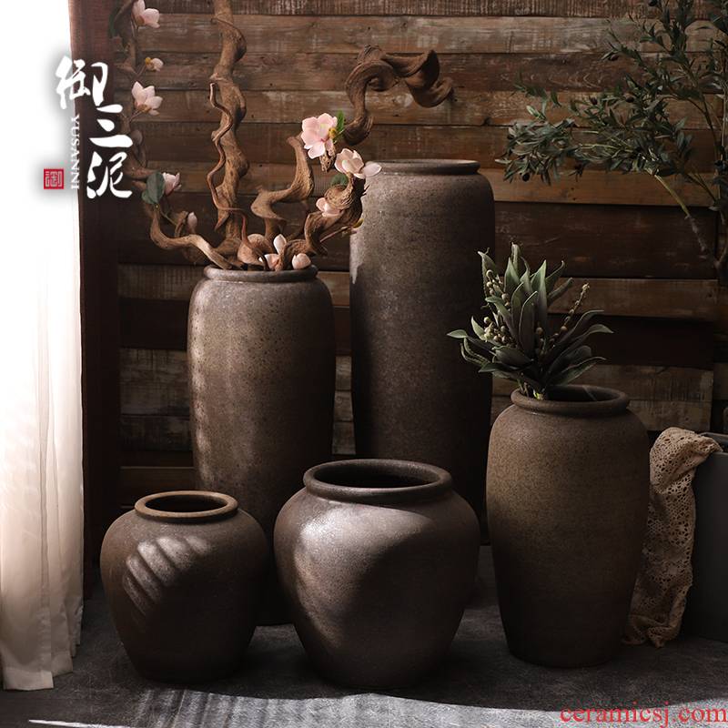 Jingdezhen ceramic large vase flower arranging furnishing articles I and contracted sitting room ground manually restoring ancient ways clay pot