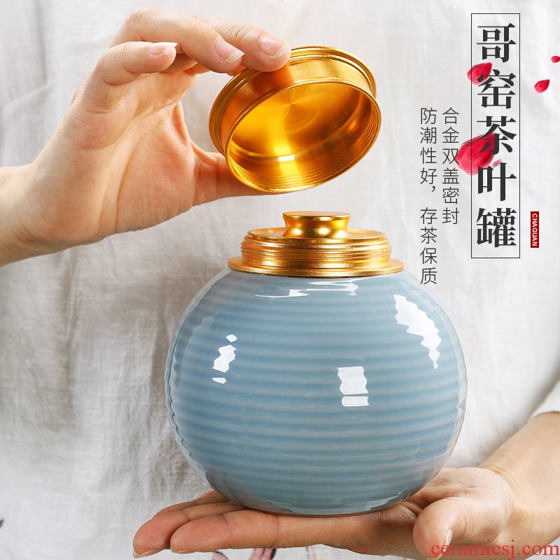 The Mini elder brother up with ceramic storage tanks large pu 'er tea caddy fixings seal pot portable caddy fixings home to travel