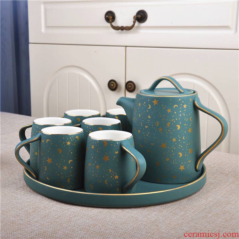 Jingdezhen ceramic tea cup tea tray was eight suit teapot European household glass teapot