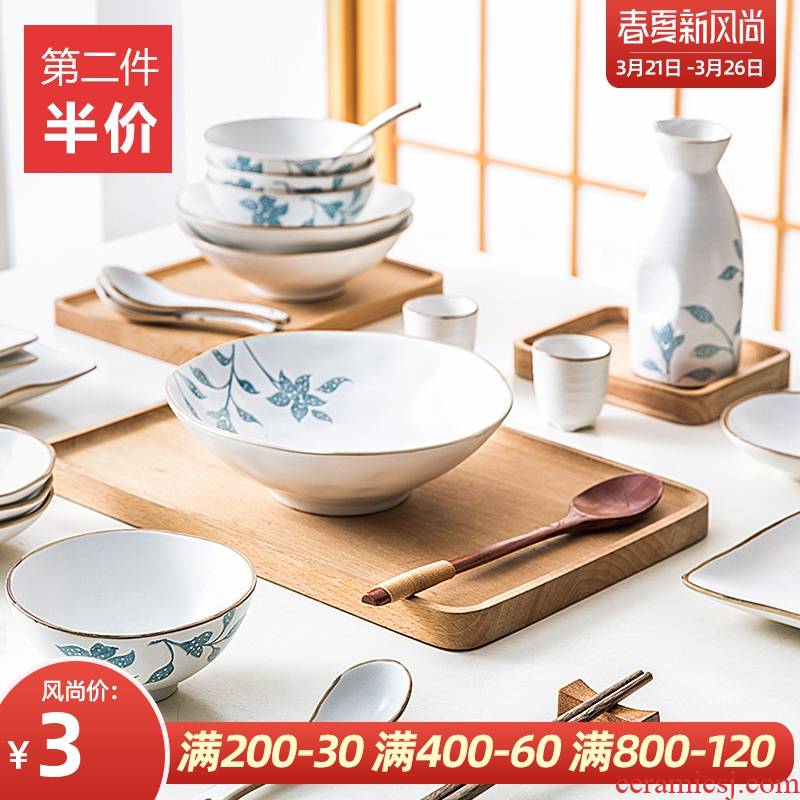 Japanese ceramics tableware and the wind home plate size bowl of noodles in soup bowl salad bowl square plate hip flask glass dishes