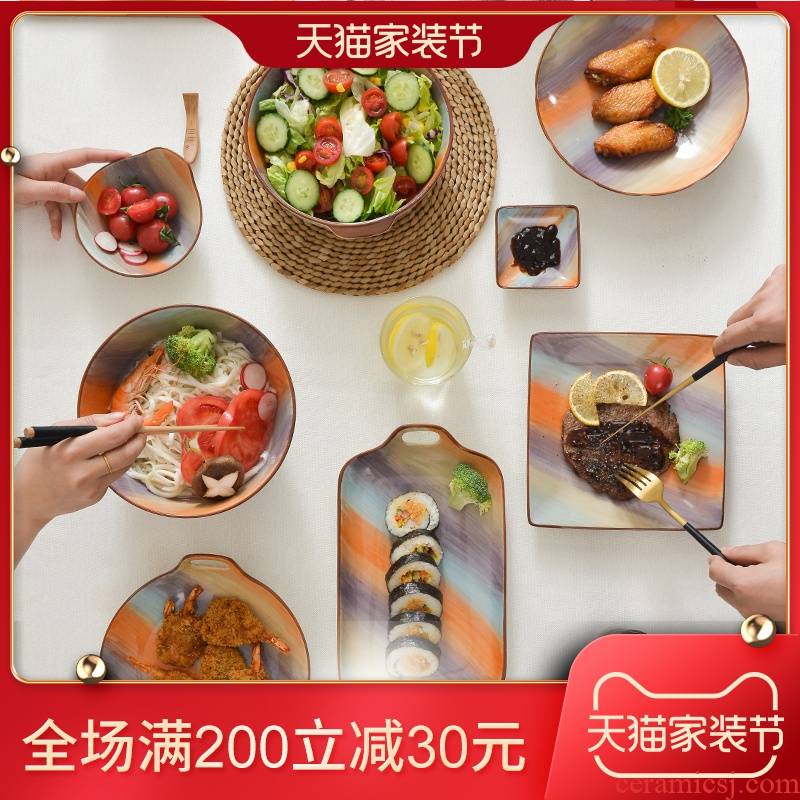 Japanese ceramics tableware suit Chinese network red bowl dish bowl chopsticks combination dishes suit one household
