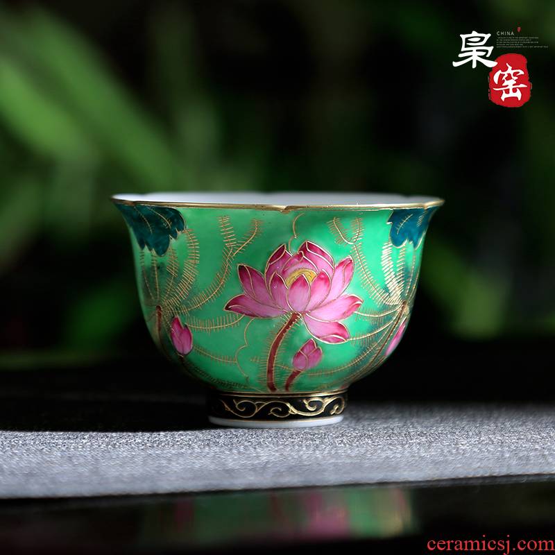 Jingdezhen ceramic kung fu tea color sample tea cup flower wire inlay enamel craft master cup single cup tea cup