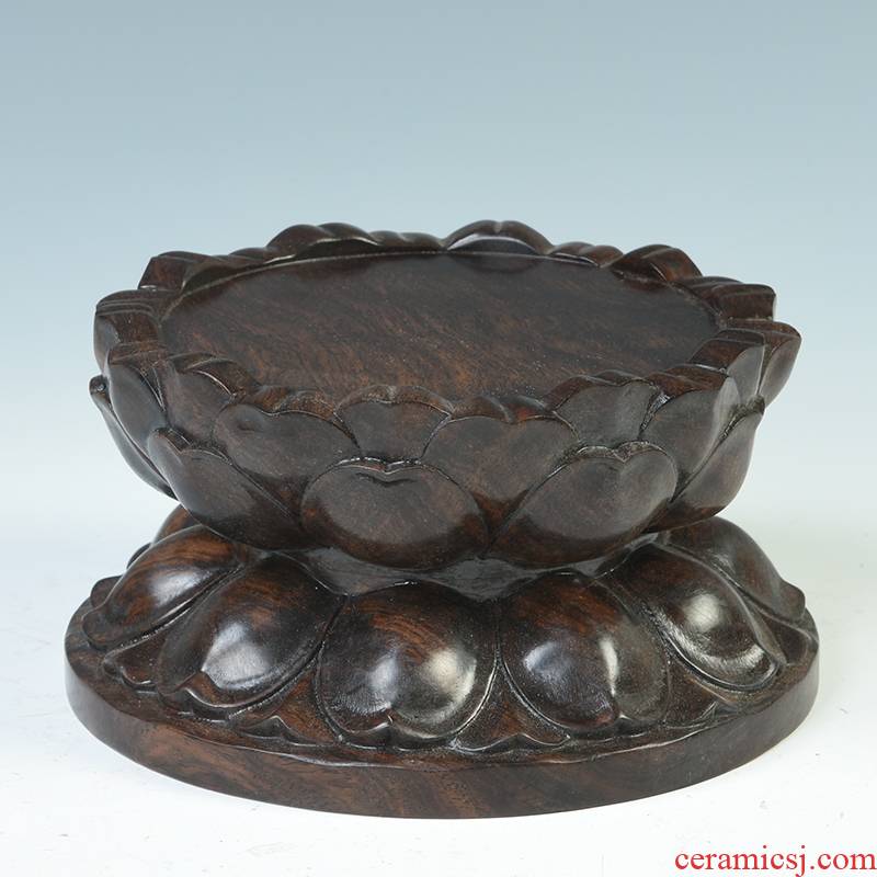 Ebony woodcarvings circular handicraft furnishing articles bodhisattva guanyin lotus lotus base station base solid wood, heightening