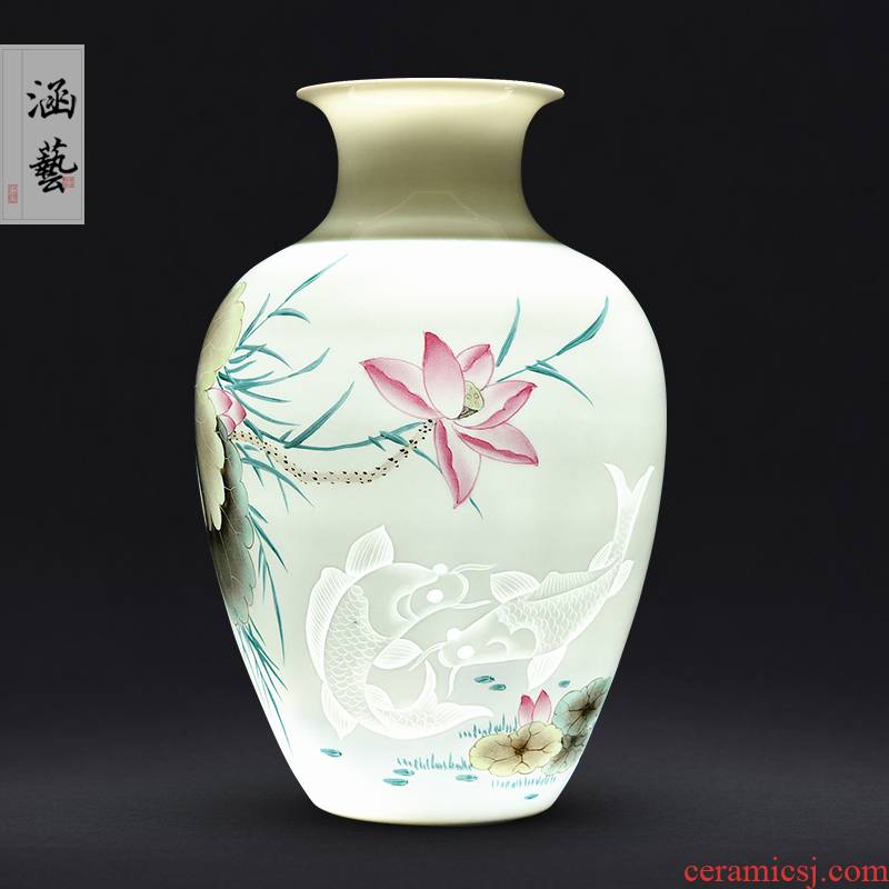 Jingdezhen ceramic knife clay hand - made vases, flower arranging Chinese style household living room TV cabinet decoration handicraft furnishing articles
