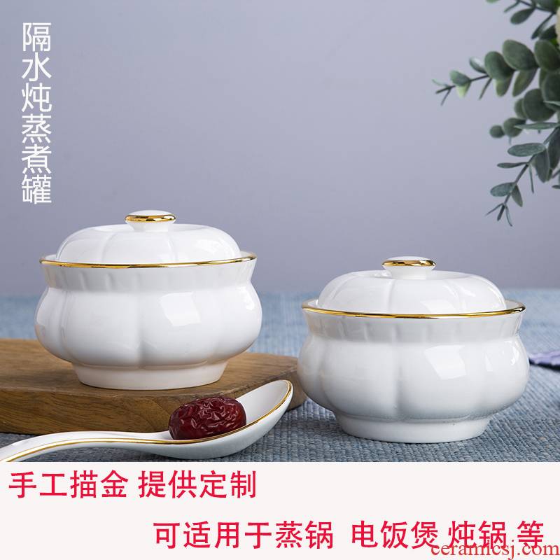 Hong Kong style ceramic stew stew meat pie bird 's nest sweet soup bowl waterproof paint sideband cover ceramic pot stew