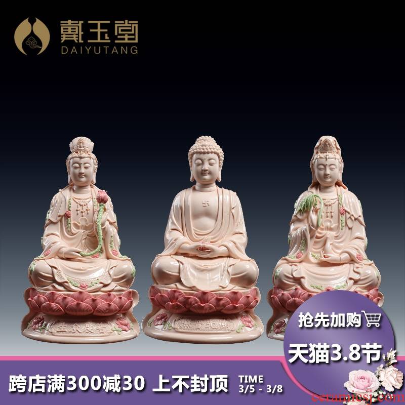 Yutang dai ceramic three holy Buddha guanyin western home furnishing articles to the as has trend to bodhisattva like at home