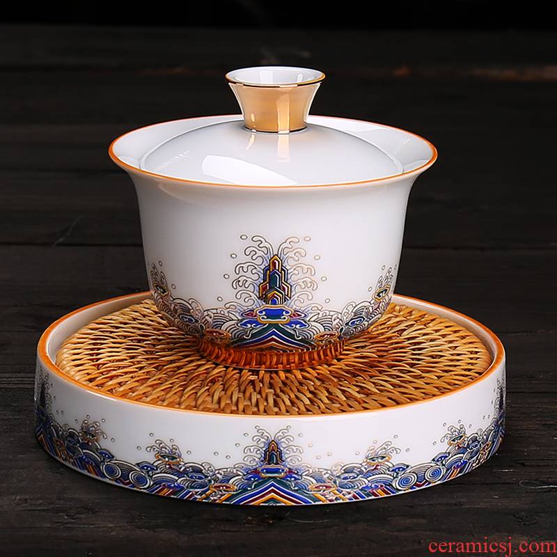 Devoted to inflammation colored enamel kung fu tea set ceramic tea tureen large three only a single cup teapot tureen