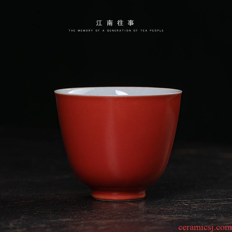 Jiangnan kung fu tea cups past persimmon red ceramic tea set tea cups sample tea cup single CPU master cup, bowl