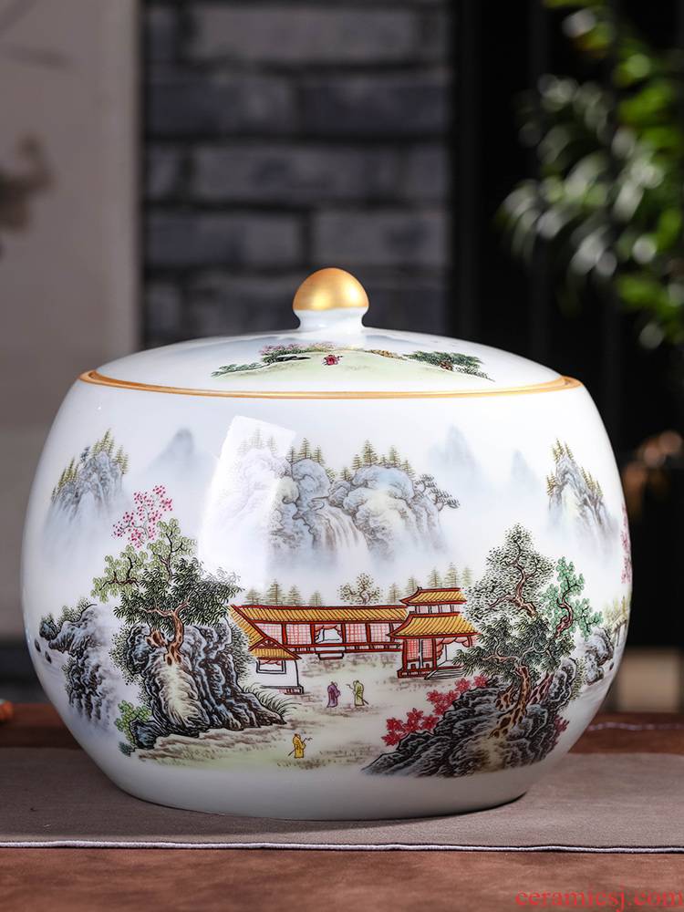Jingdezhen ceramic POTS caddy fixings bread seven large tea urn home wake seal pot store pu - erh tea POTS