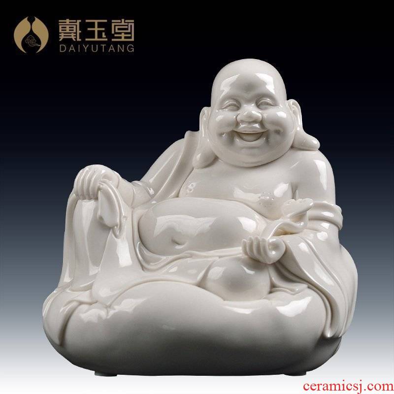 Yutang dai dehua white porcelain ceramic laughing Buddha furnishing articles rich ancient frame decoration/ruyi maitreya sitting room