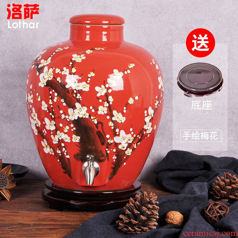 Jingdezhen ceramic jars 20 jins hand - made hong mei it household liquor bottle seal pot bottle jar