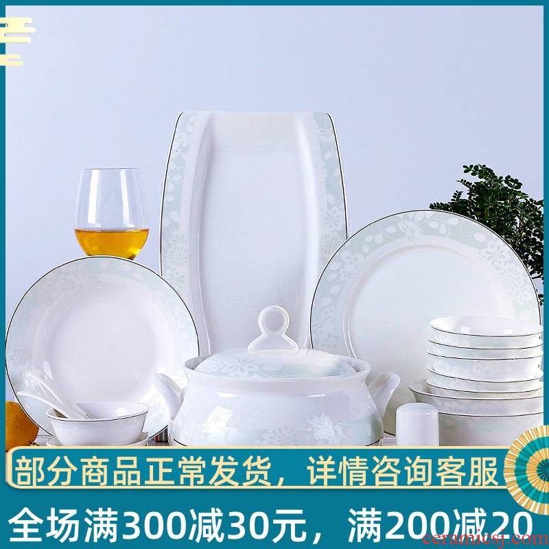 Poly real (Korean scene bowl chopsticks dishes dishes suit household contracted dish bowl of jingdezhen ceramic tableware suit