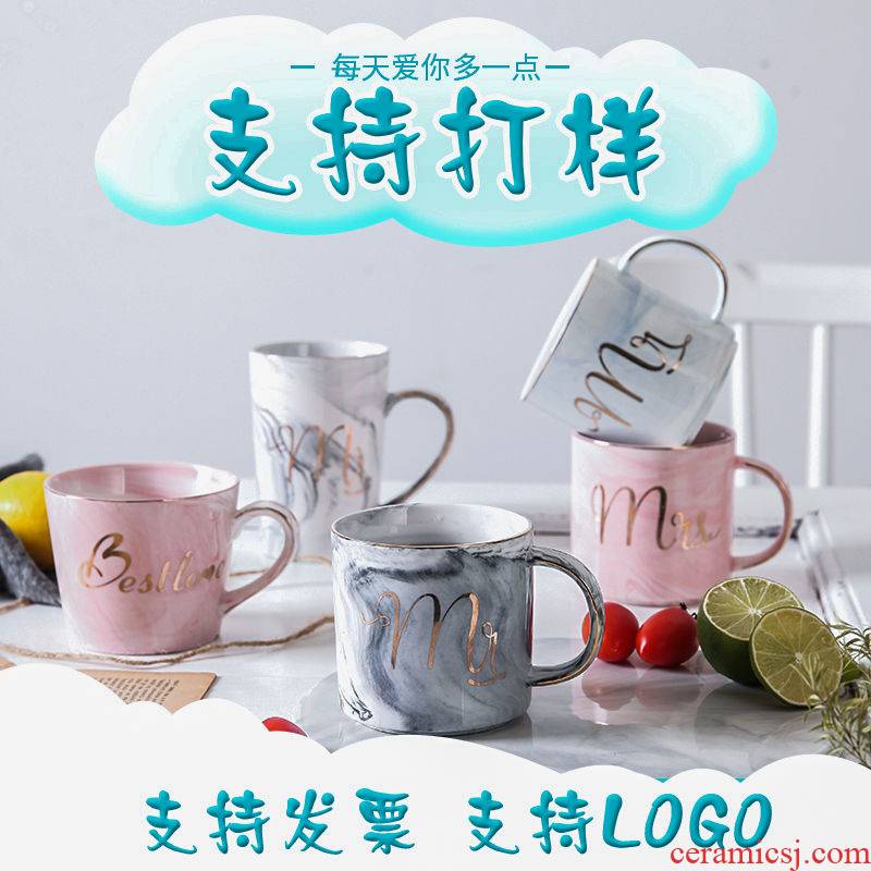 European marble ceramic mugs creative Nordic up phnom penh water cup spoon gift picking cups of coffee cup with cover