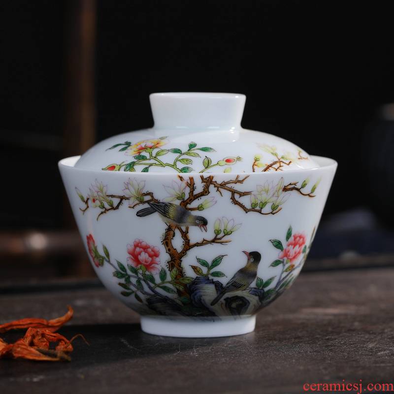 Offered home - cooked in jingdezhen ceramic three tureen tea only pure manual tea ware teacups hand - made colored enamel porcelain bowl