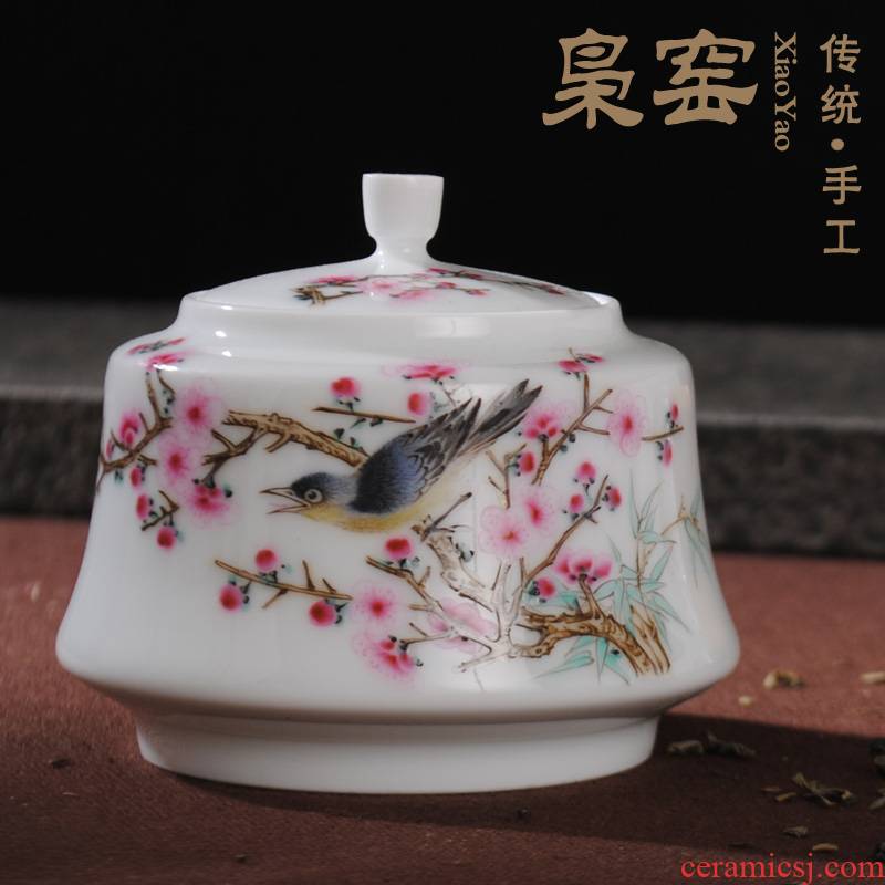 The Owl up jingdezhen hand - made famille rose tea set tea small ceramic tea pot seal pot kung fu tea set