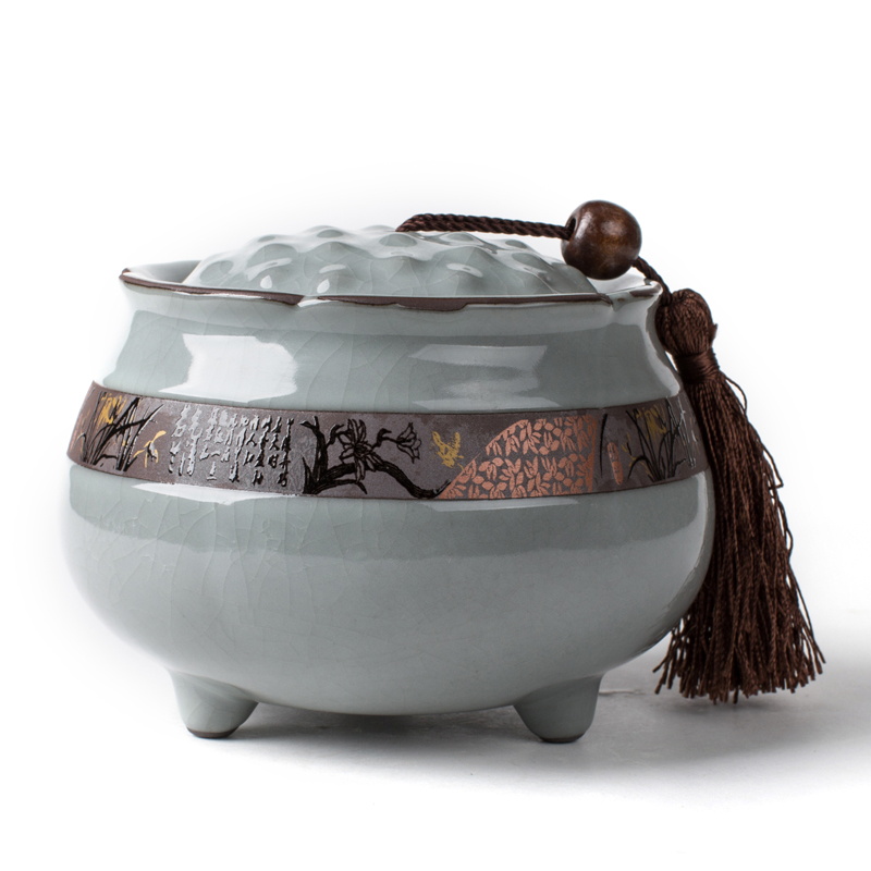 NiuRen ceramic tea pot large elder brother up on seal pot home moisture stored tea box of pu - erh tea POTS