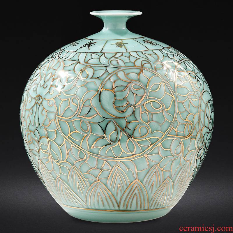 Jingdezhen ceramics by hand shadow blue glaze see pomegranate vases, large sitting room of Chinese style adornment furnishing articles
