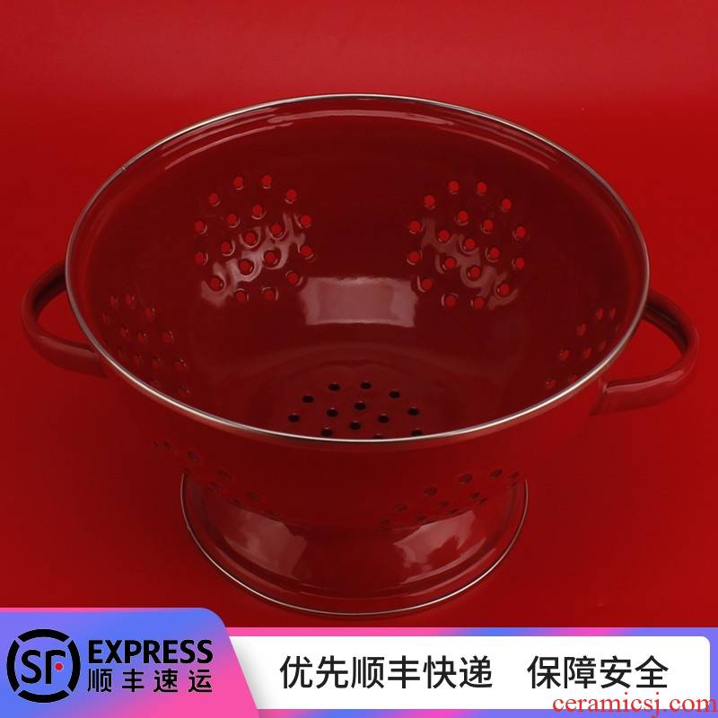 Enamel fruit bowl with freight insurance 】 【 basin of the sitting room of household kitchen basket of fruit basket drop drop