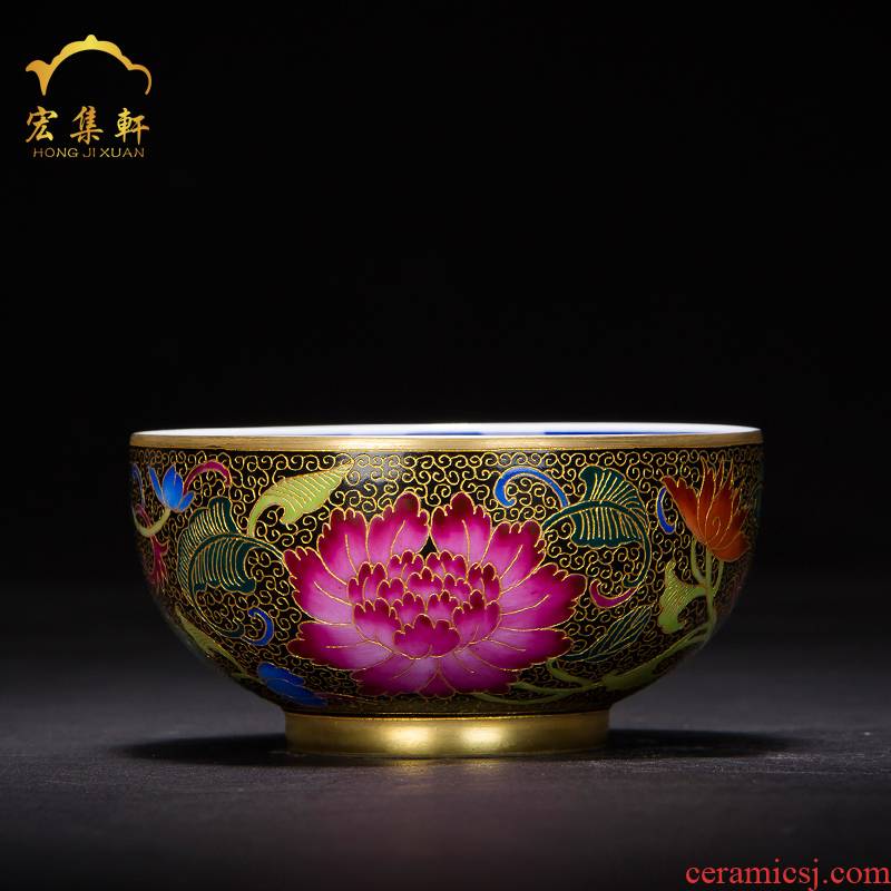 Colored enamel craft glass of jingdezhen ceramic cups tea kungfu to use master cup single cup paint sample tea cup