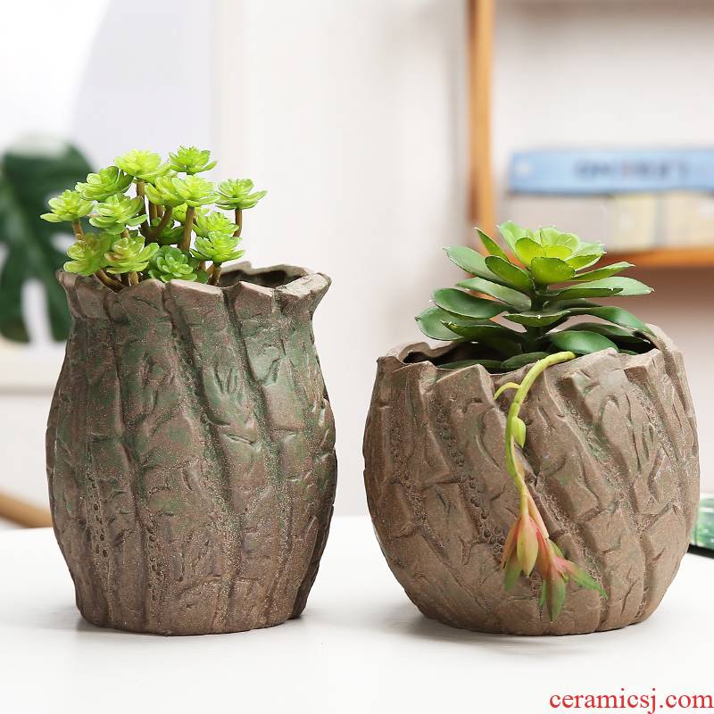 Fleshy green plant ceramic flower pot flower of bracketplant of the orchids is mage old high permeability model of big diameter coarse pottery flowerpot