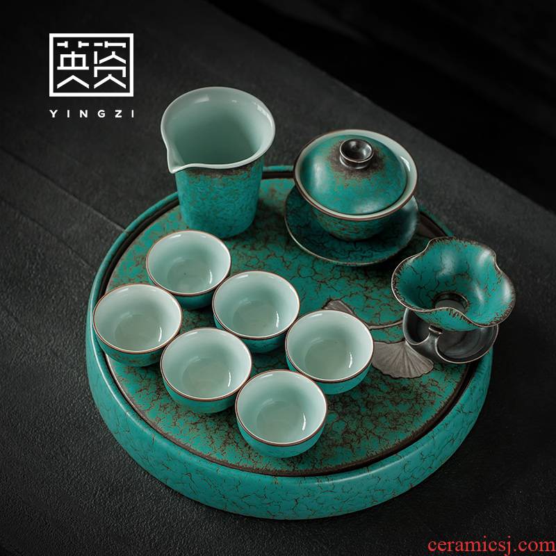 British kung fu tea set suit restoring ancient ways is a complete set of ceramic teapot suit household dry tea tea set tea table