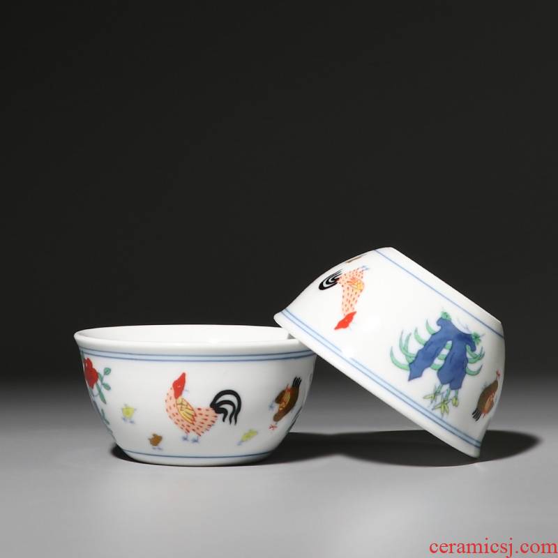 Jingdezhen Ming chenghua chicken color bucket cylinder of archaize master kung fu tea cup cup cup sample tea cup