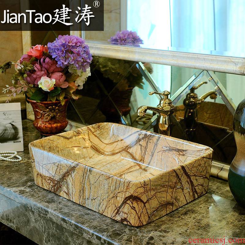 Build out square stage basin ceramic lavabo that defend bath lavatory the basin that wash a face art basin marbled