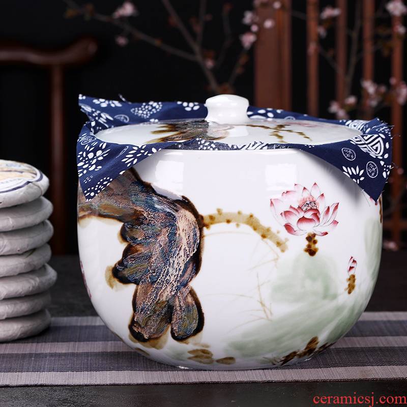 Caddy fixings jingdezhen ceramic seal pot home large vintage store receives storage tanks put tea POTS