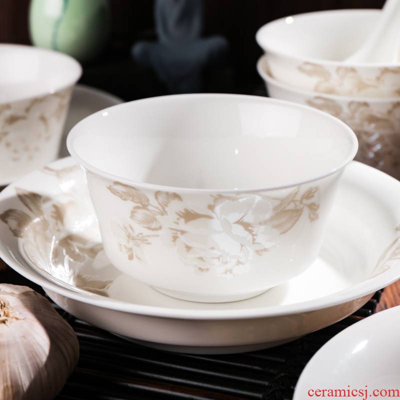 Shun auspicious dishes suit home plate suit set bowl of Chinese classical porcelain tableware tableware ceramic bowl peonies