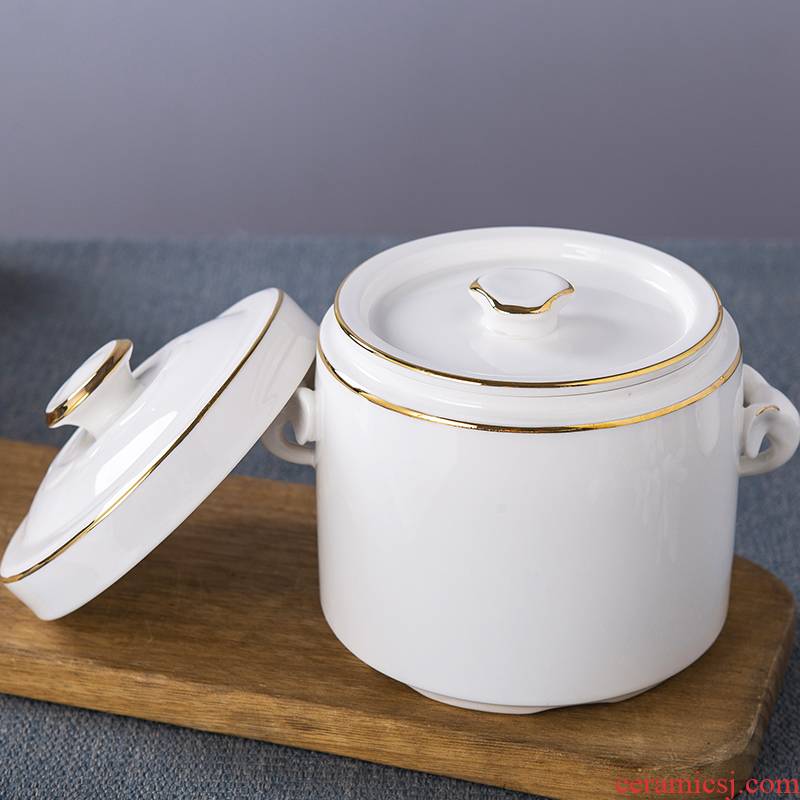 Jingdezhen porcelain cup water stew stew ceramic pictographic pure white paint double size in clay pot soup pot soup bowl bird 's nest