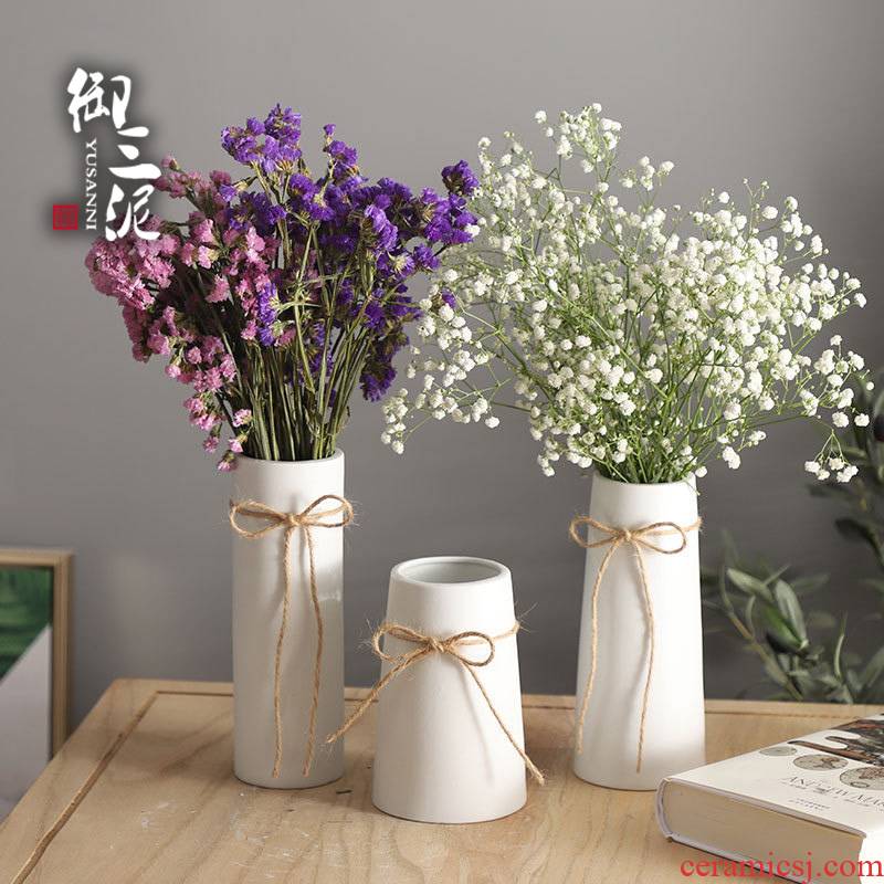 Ceramic dried flowers all over the sky star vase small pure and fresh and contracted white rope household, I and contracted decorate furnishing articles