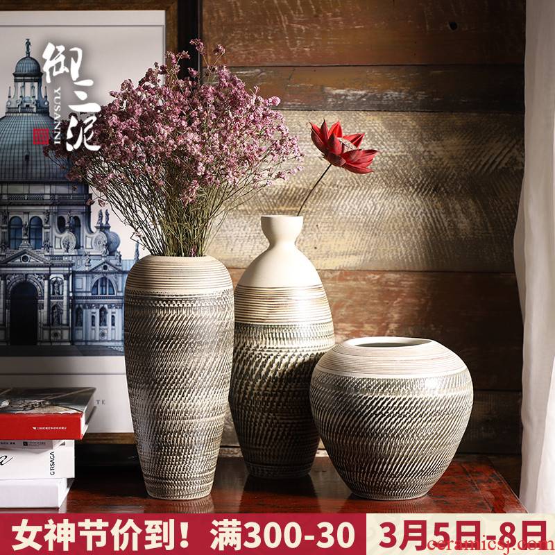 Jingdezhen ceramic small pure and fresh and small flower arrangement sitting room adornment is placed dry flower decoration creative home vase of flowers