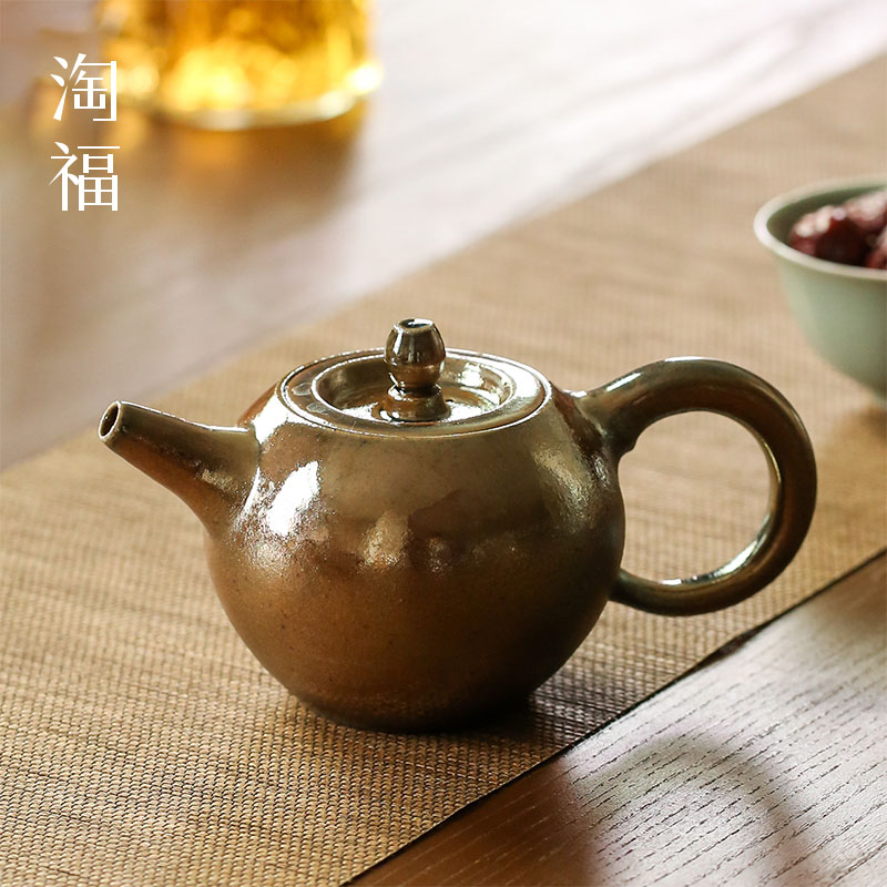 Taiwan Wu Jinwei to burn pot of lateral checking ceramic teapot single pot teapot household kung fu tea set collection