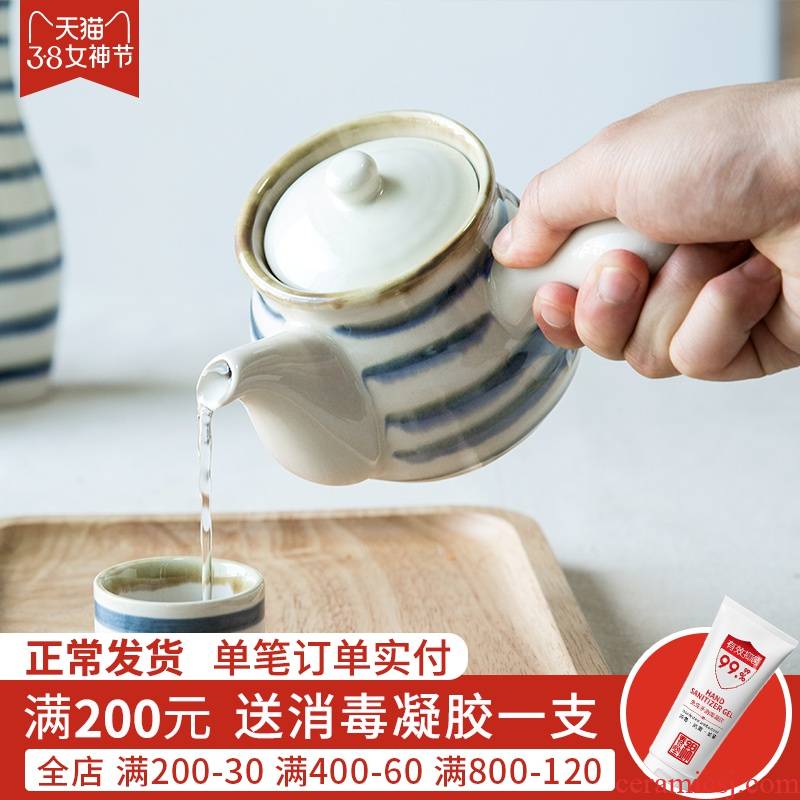 Jian Lin creative Japanese ceramics capped vinegar sauce pot restaurant kitchen supplies pot of blue and white