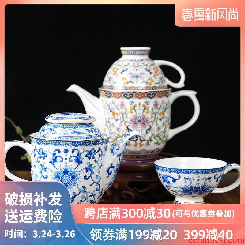 Gaochun ceramics bowl and peaceful yuquan 】 【 set colored enamel craft exquisite gift box
